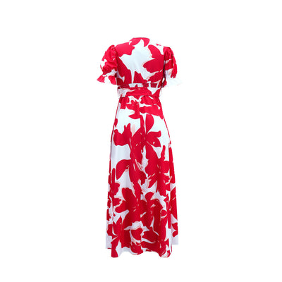 Ladies Casual Printed V neck Dress