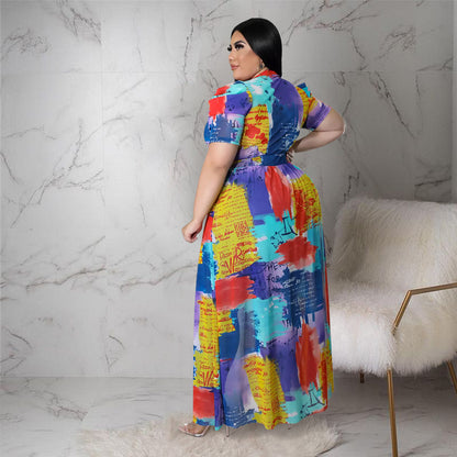 plus Size Women Nightclub Uniforms Oversleeves Mesh Hollow Out Cutout Dress Top