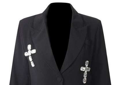 Special Interest Design High Grade European Crystal Rhinestone Beaded Adult Women Loose Blazer