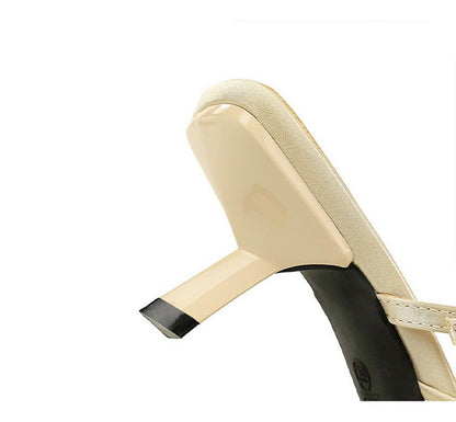 French Mesh Lace Pointed Toe Stiletto Toe Box Rhinestone Slippers Outer Wear Hollow Out Cutout Sexy Strap Half Slippers