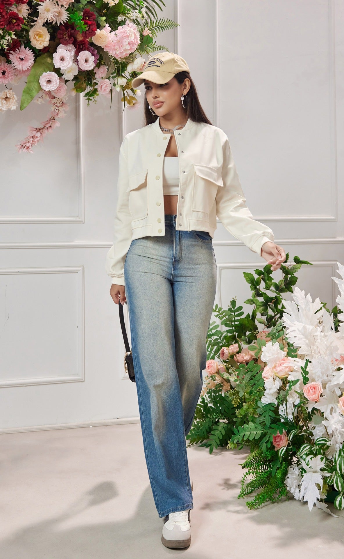 Cover Pocket Long Sleeve Jacket Casual Varsity Jacket Fit Jacket