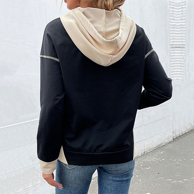 Women Clothing Long Sleeve Color Matching Autumn Sweatshirt Women