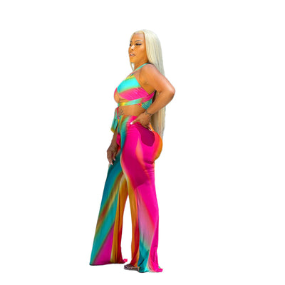 plus Size Women Clothes Sexy Loose Gradient Printing Suit