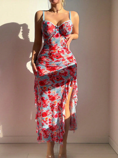 Sexy One Piece Dress Women Printed Sexy Lingerie Sling Dress