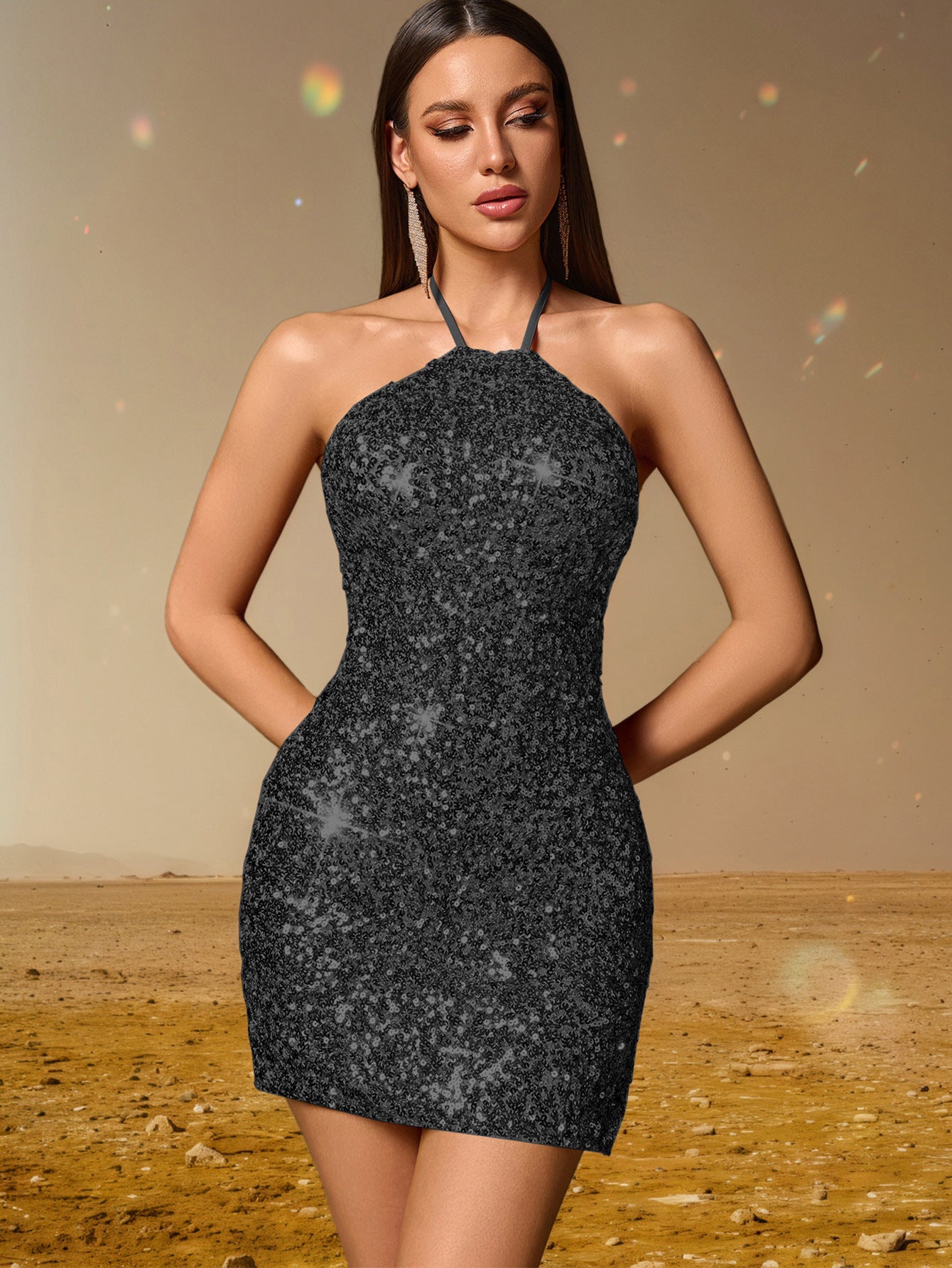 Sexy Backless Sequ Dress Women Clothing Birthday Party Dress