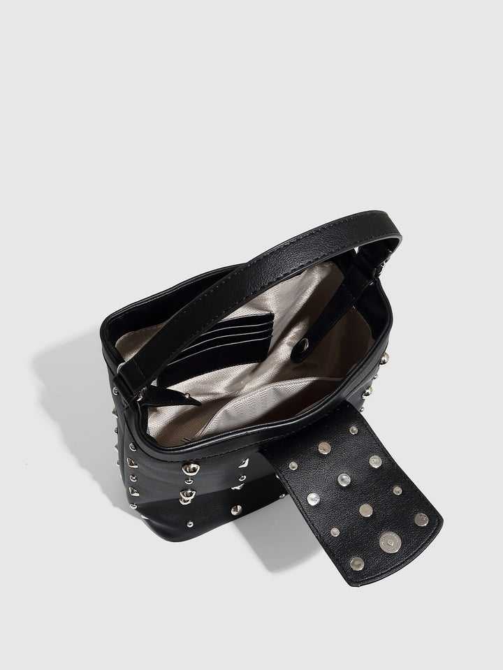 Retro Sexy Rivet Bag Locomotive Tote Bag Trendy Punk Bucket Bag Crossbody Chain Bag - GLAMWEARS