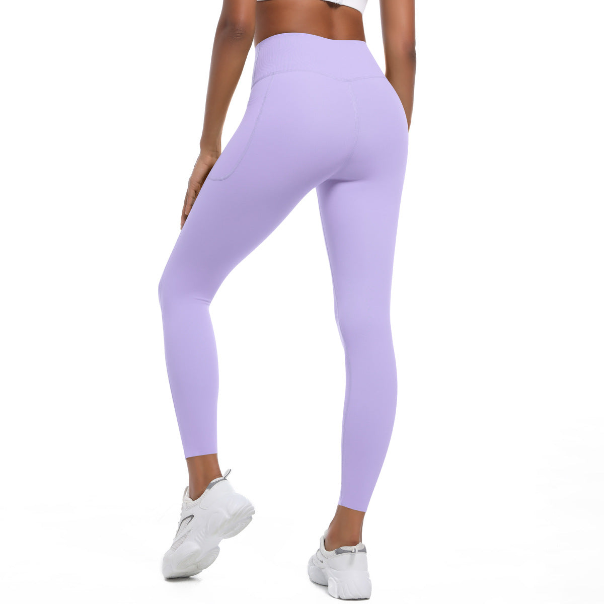 High Strength Skinny Yoga Pants Seamless High Waist Belly Contracting Sports Trousers High Elastic Side Pocket Quick-Drying Fitness Pants