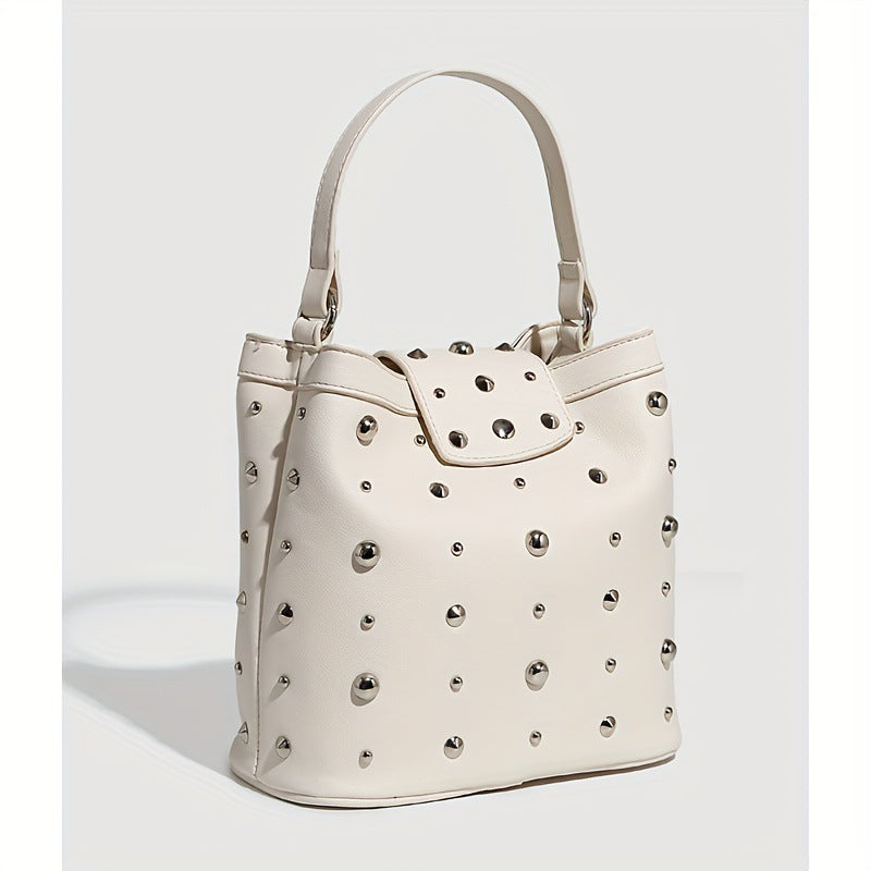 Retro Sexy Rivet Bag Locomotive Tote Bag Trendy Punk Bucket Bag Crossbody Chain Bag - GLAMWEARS