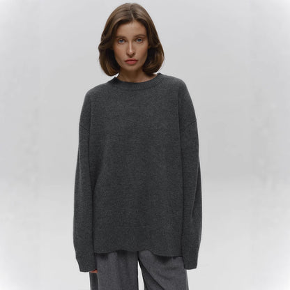 Round Neck Sweater Women Autumn Winter Loose Pullover Sweater Simple Solid Color Sweater