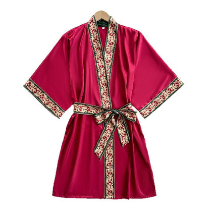 Ice Silk Nightdress Four Seasons Simplicity Homewear Sexy Mid Length to Long Cardigan Nightgown Bathrobe Women Chinese Nightgown