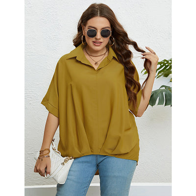 Summer V neck Slimming Five Quarter Sleeve Plus Size Top Women