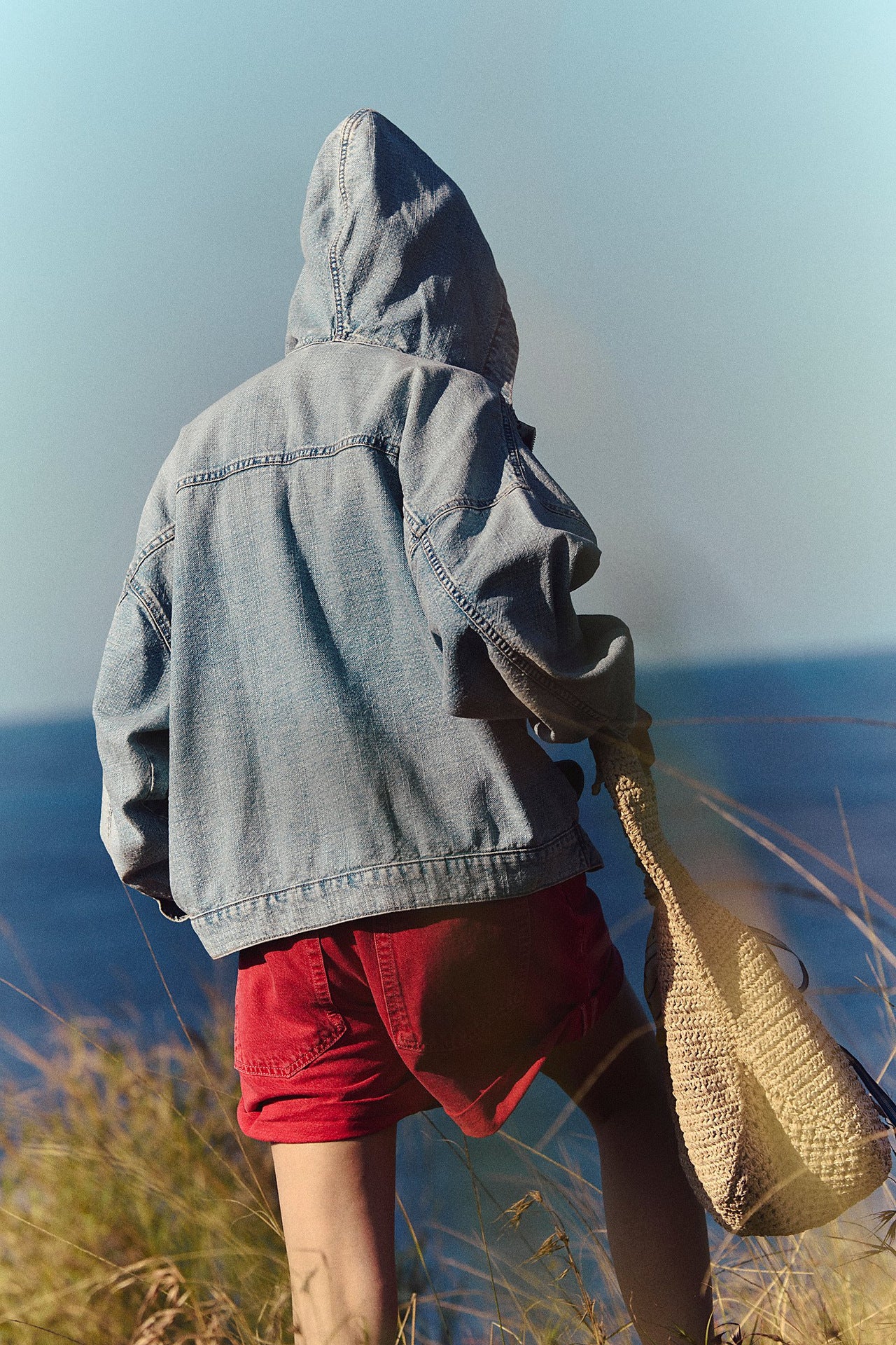 Autumn Loose Casual Washed Hooded Denim Long Sleeved Tops