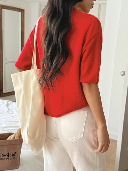 Women Casual Holiday Atmosphere Short Sleeve Sweater