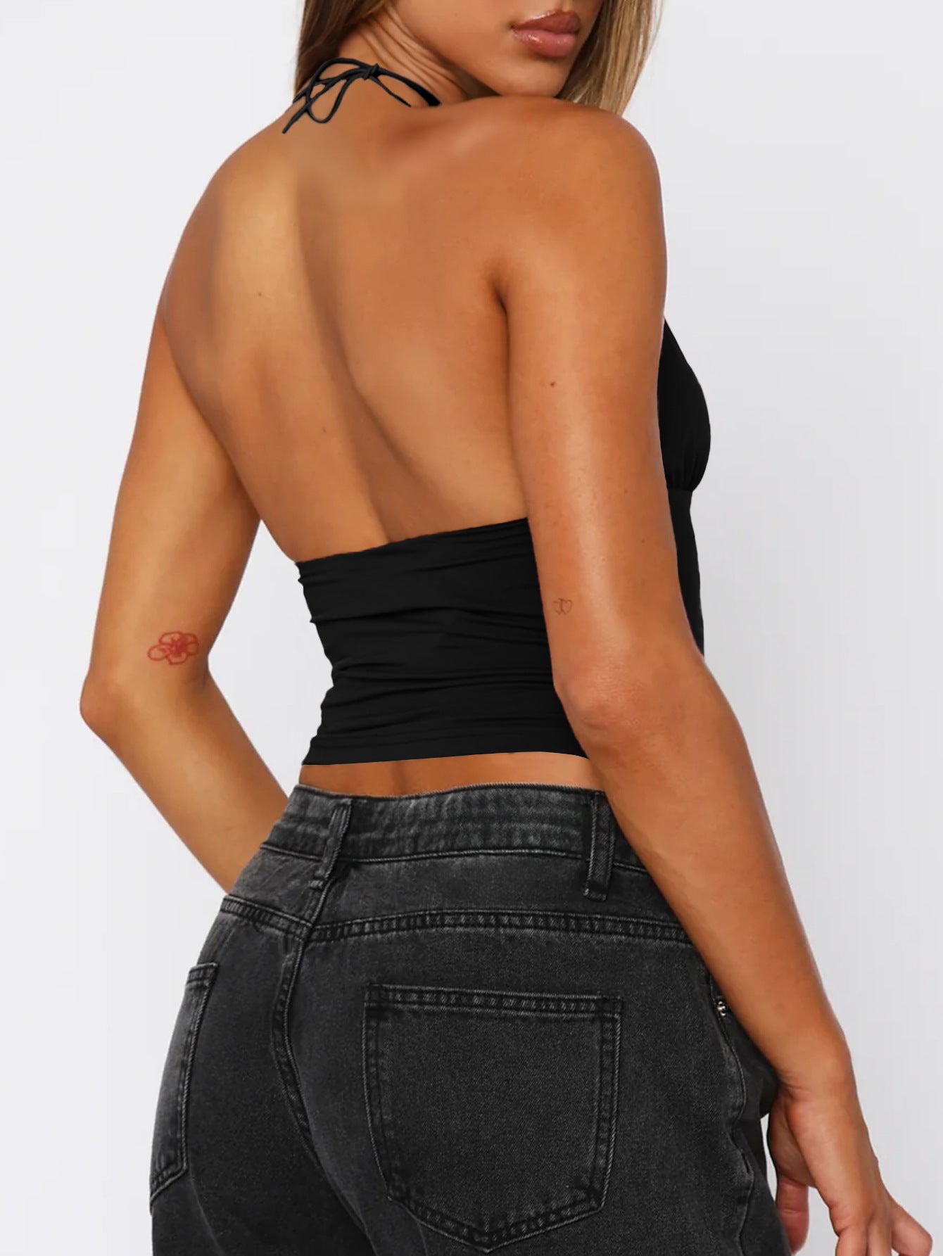 Spring Summer Sexy Sexy Lace Stitching Hollow Out Cutout out Halter Strap Top