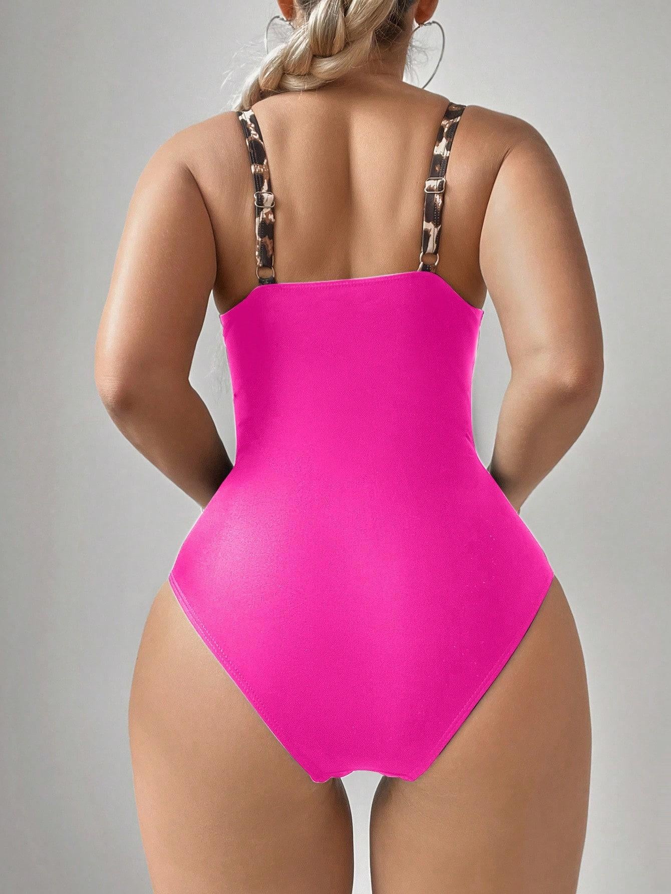 Printing Halter Spaghetti Straps Sexy Bikini One Piece Lace up Spring