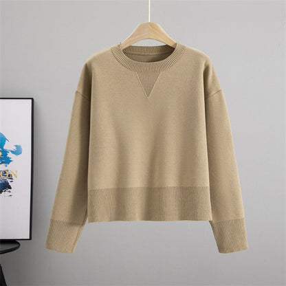 Solid Color Sweet Pullover Sweater