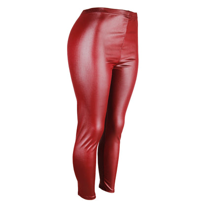 Faux Leather Leggings Popular Leather Pants Thin Large Stretch Feet Pants Cropped Pants