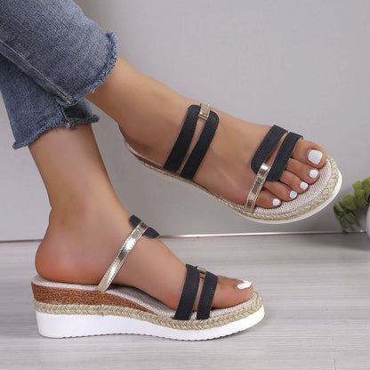 Women Sandals Summer Flat Wedge Peep Toe Casual Women Sandals