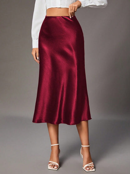 Women Clothing Brand Satin Satin Skirt High Sense Small Artificial Silk Skirt Women Skirt