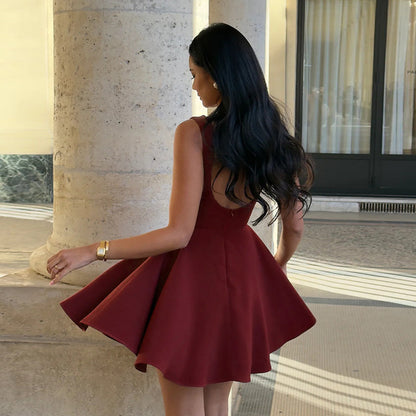 Full Support Arrival Vest a Swing Dress Waist Tight Slimming Short Dress Women