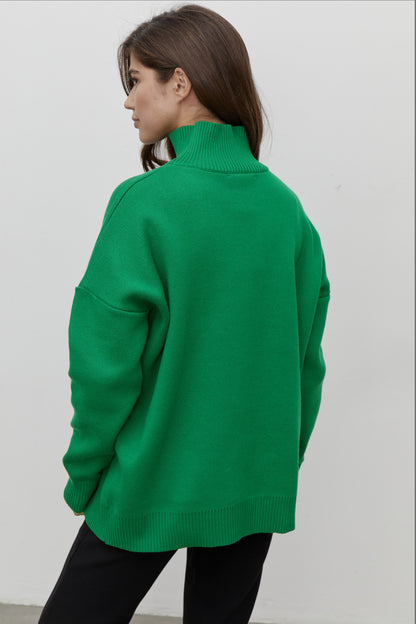 Half Turtleneck Knitted Sweater Autumn Winter Trends All Matching Loose Warm Mock Neck Sweater