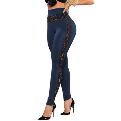 Summer Solid Color Lace Stitching Hip Lifting Sports Pants Yoga Pants Skinny Leggings Women Clothing