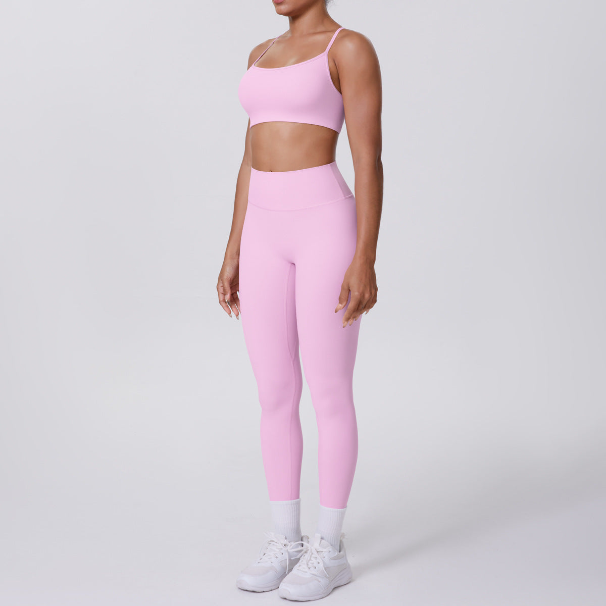 Nude Feel No Embarrassment Line Sports Trousers Sexy Shoulder Strap Beauty Back Running Fitness Pants Yoga Clothes Set