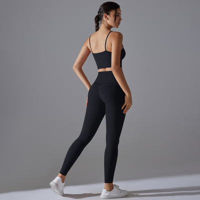 Nude Feel Skin Friendly Vest Yoga Clothes High Strength Workout Clothes Pilates Running Sports Sling Top Set