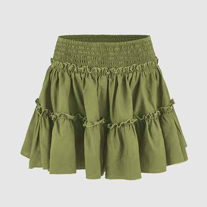 Floral Skirt Pants Lined A line Skirt High Quality Smocking Tight Waist Elastic Culottes