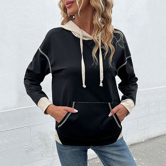 Women Clothing Long Sleeve Color Matching Autumn Sweatshirt Women