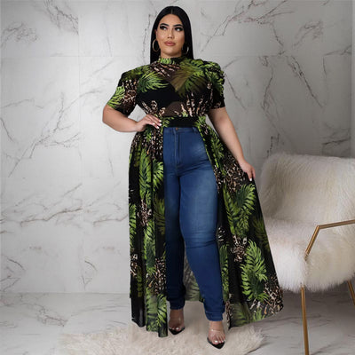 plus Size Women Nightclub Uniforms Oversleeves Mesh Hollow Out Cutout Dress Top