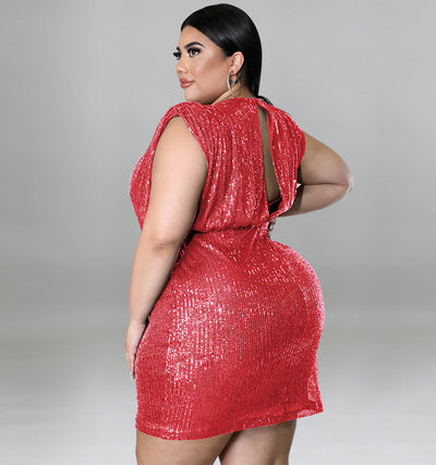 Plus Size Women Clothes Spring Sequin Sexy Vest Dress