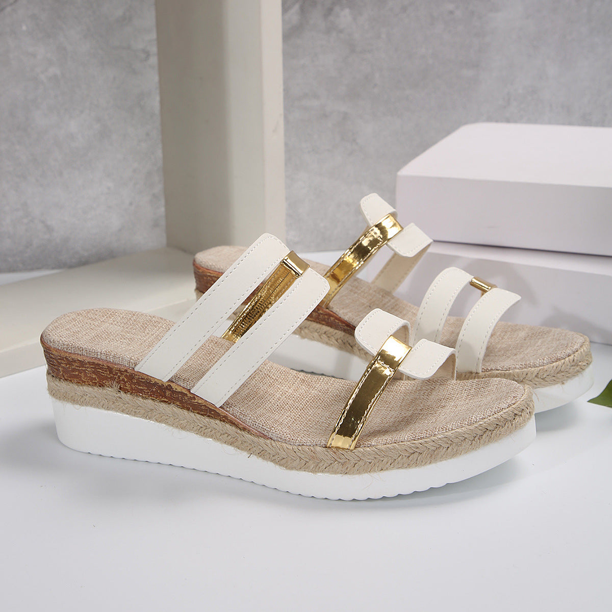 Women Sandals Summer Flat Wedge Peep Toe Casual Women Sandals