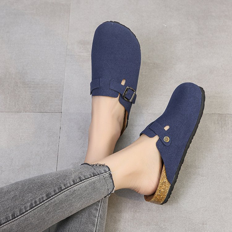 Flat Lazy Pump Slippers Women Outer Wear Frosted Personality Big Head Half Support Muller Shoes