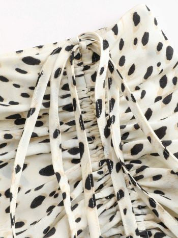 LEOPARD PRINT DRAWSTRING SPLIT MAXI SKIRT