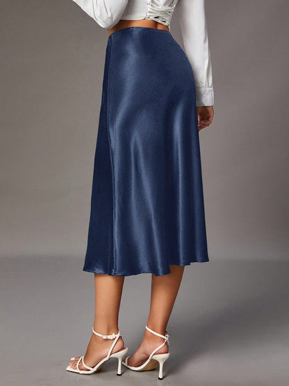 Women Clothing Brand Satin Satin Skirt High Sense Small Artificial Silk Skirt Women Skirt