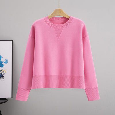 Solid Color Sweet Pullover Sweater