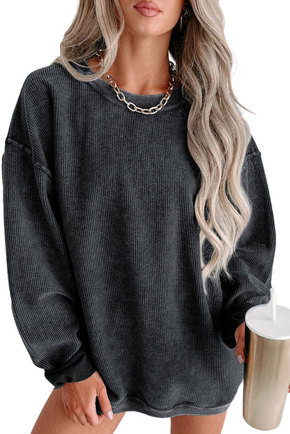 Casual Oversize Solid Color Pullover Women Autumn Winter Thread Knitted Long Sleeved Sweatshirt Women