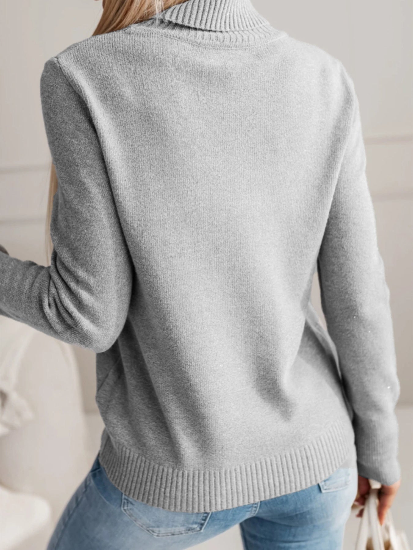 Women Elegant Fall Winter Lapels Knitwear Solid Color Buttons Pullover Sweater Top