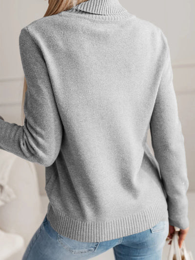 Women Elegant Fall Winter Lapels Knitwear Solid Color Buttons Pullover Sweater Top