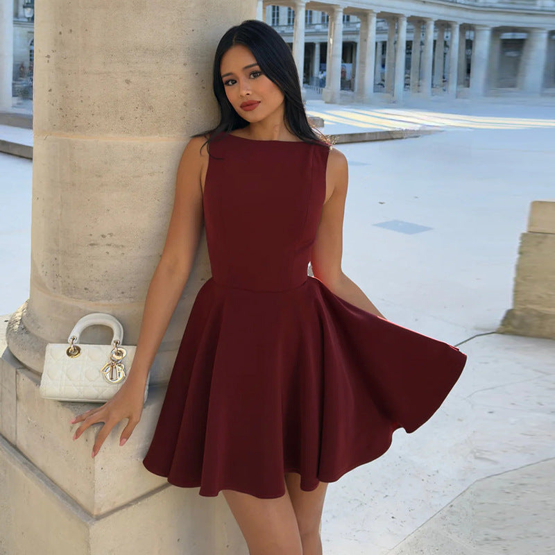 Full Support Arrival Vest a Swing Dress Waist Tight Slimming Short Dress Women