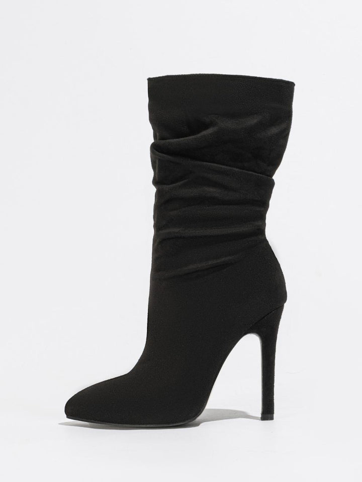 Booties Natural Wrinkle Fine Heel Pointed All Match Street plus Size - GLAMWEARS