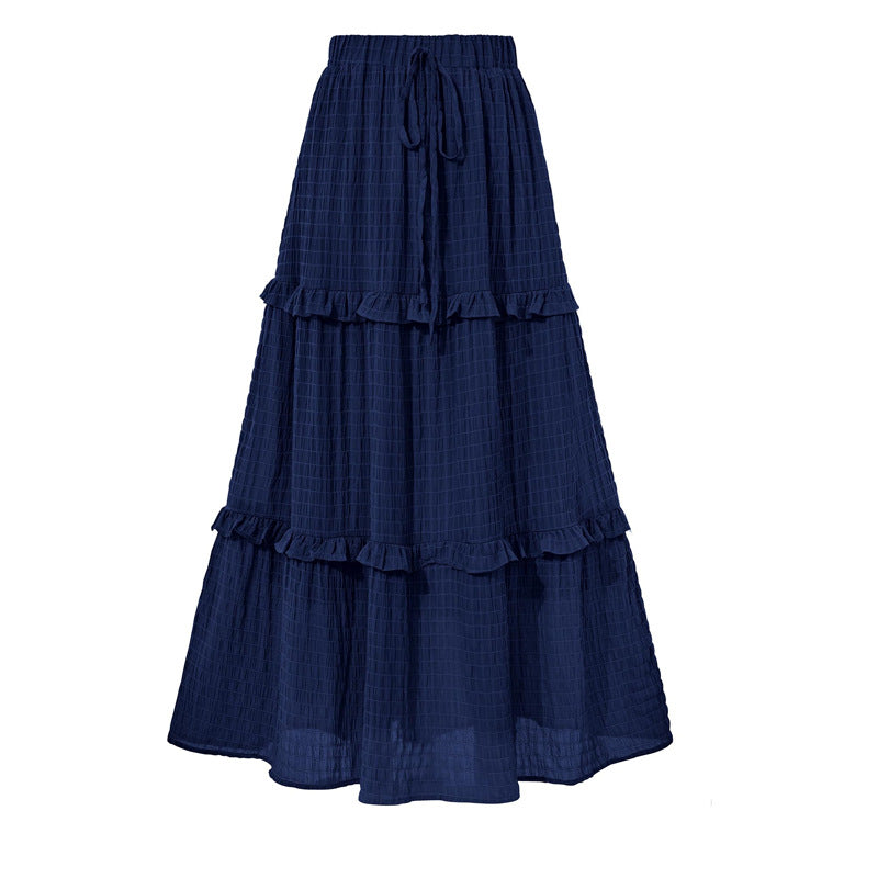 Office A line Pleated Skirt Summer Women Loose Slimming Waist Tight Skirt