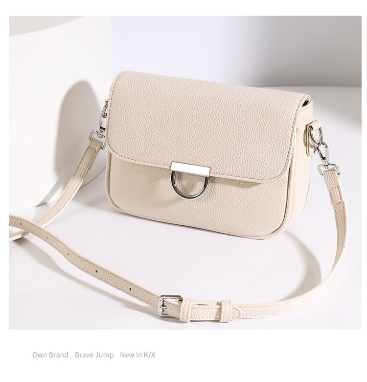 Genuine Leather Crossbody Bag Advanced Texture Spring Small Square Bag Retro Elegance All Matching Shoulder Bag Ladies