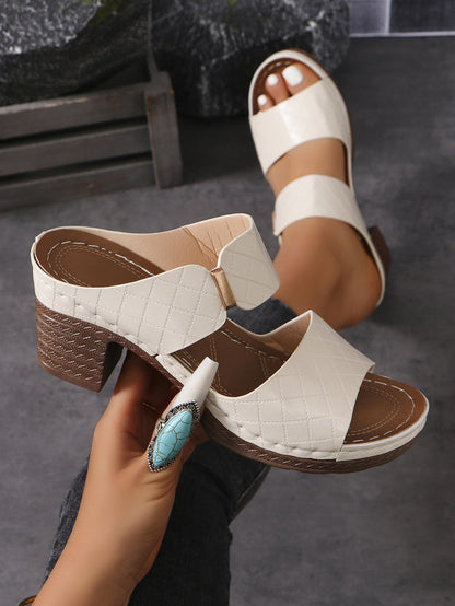 Arrival Summer Wedge One Word Strap Peep Toe Slippers Women Thick Heel Beach Sandals