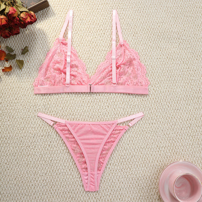 Lace Bra Set Sexy Lingerie Push up Girl Triangle Cup Comfortable Big Breasts Sexy Pajamas