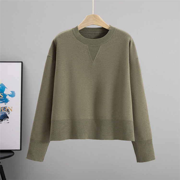 Solid Color Sweet Pullover Sweater