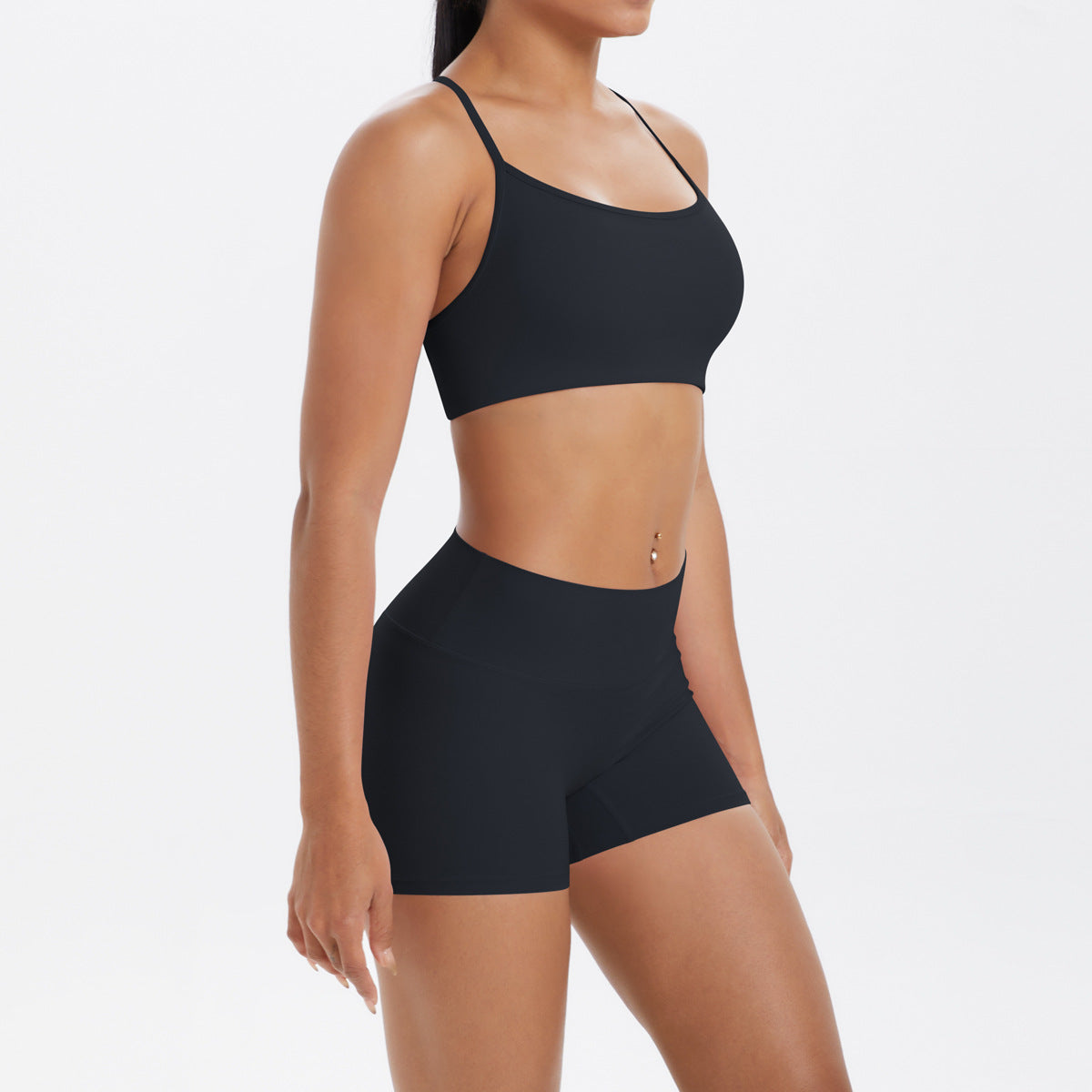 Yoga Wear Sexy Skin Friendly Beauty Back Sling Sports Bra High Waist Breathable Shorts Tights Fitness Set