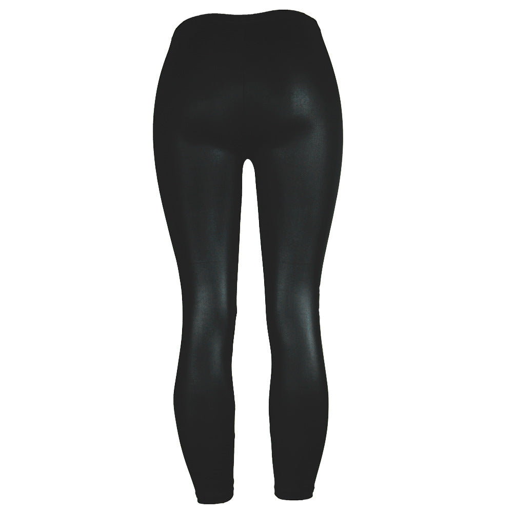 Faux Leather Leggings Popular Leather Pants Thin Large Stretch Feet Pants Cropped Pants