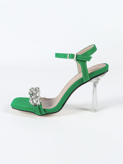 Wedding Square Toe Summer Wedding High Heels Transparent Heel Party Shoes 9cm Women High Heel plus Size Shoes